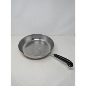Vintage Revere Ware 12 inch Copper Clad Bottom Skillet Frying Fry Pan No Lid USA
